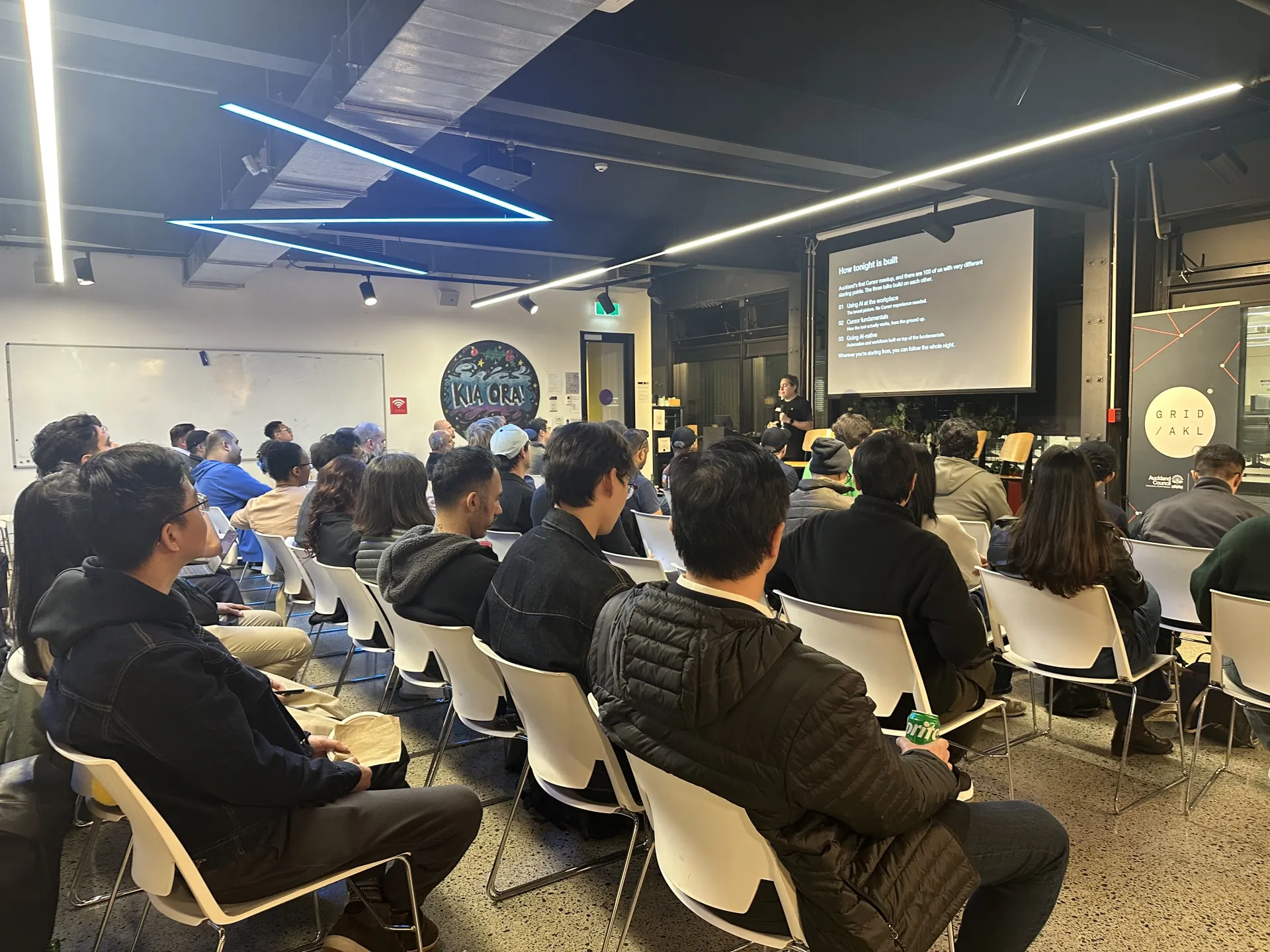 Audience listening at Cursor Meetup Auckland