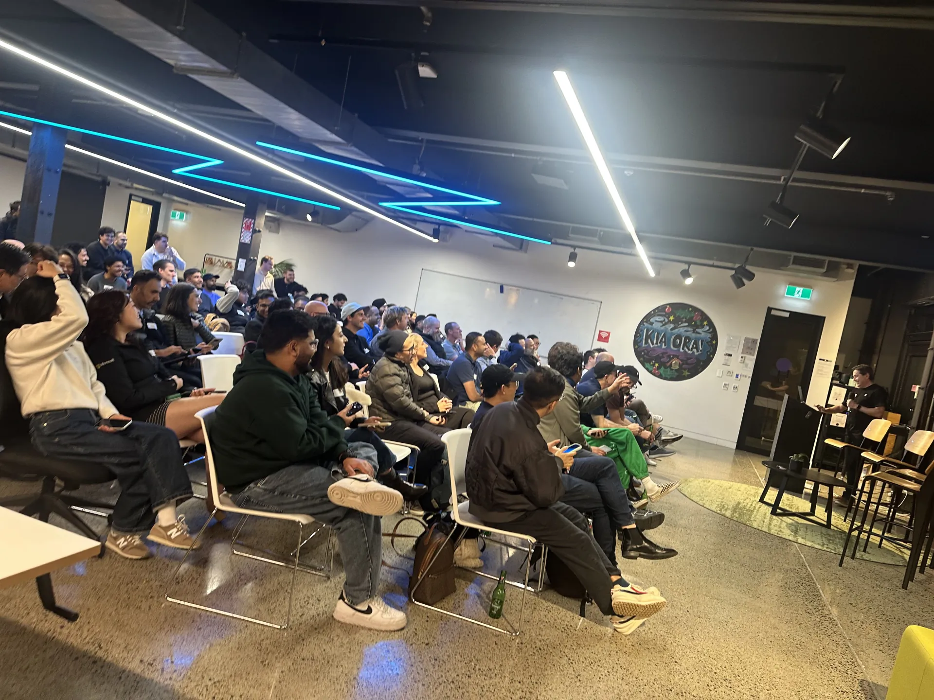Attendees during a talk at Cursor Meetup Auckland